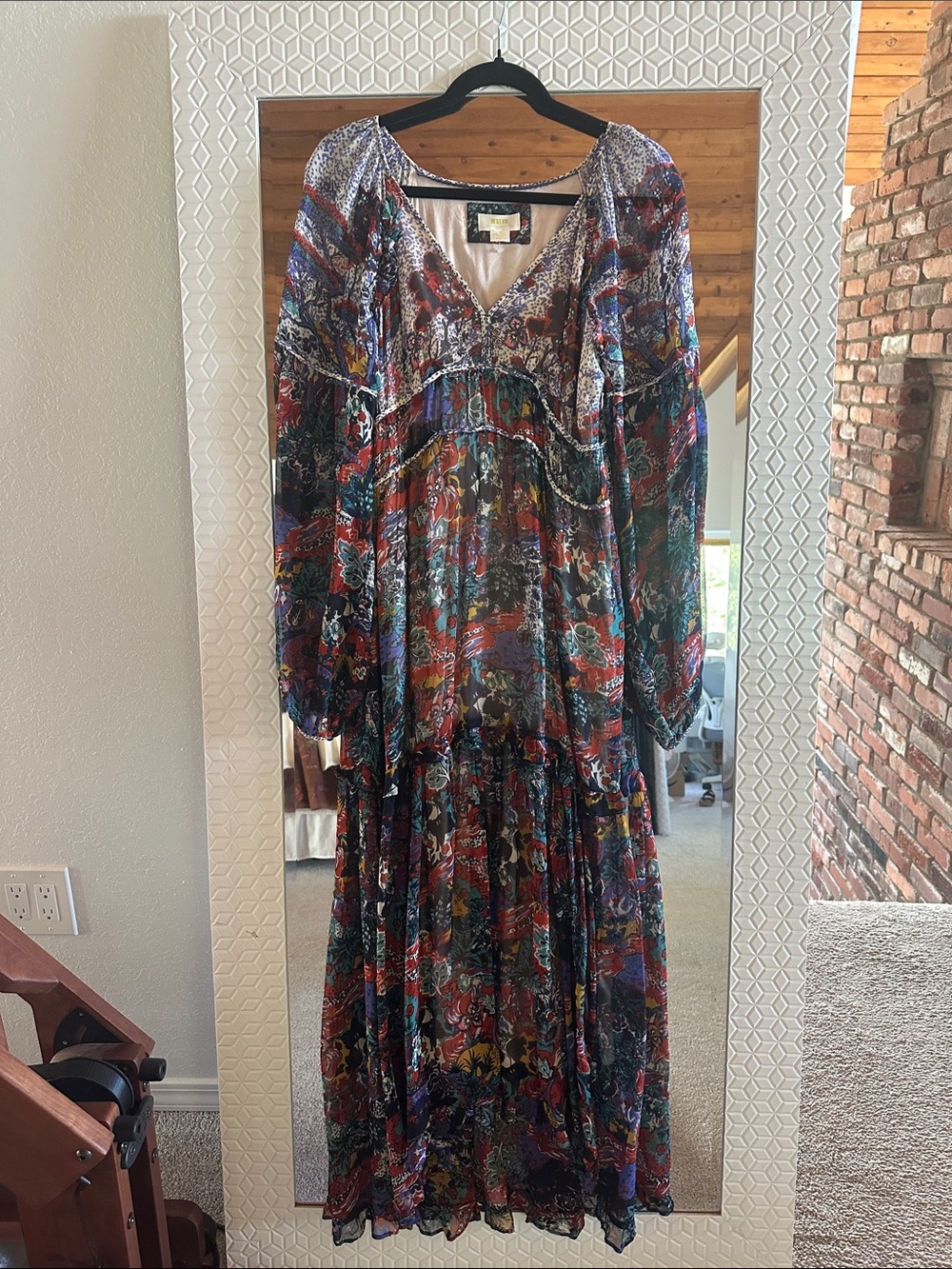 Maeve Floral Print Dress in Teal, Red and Navy